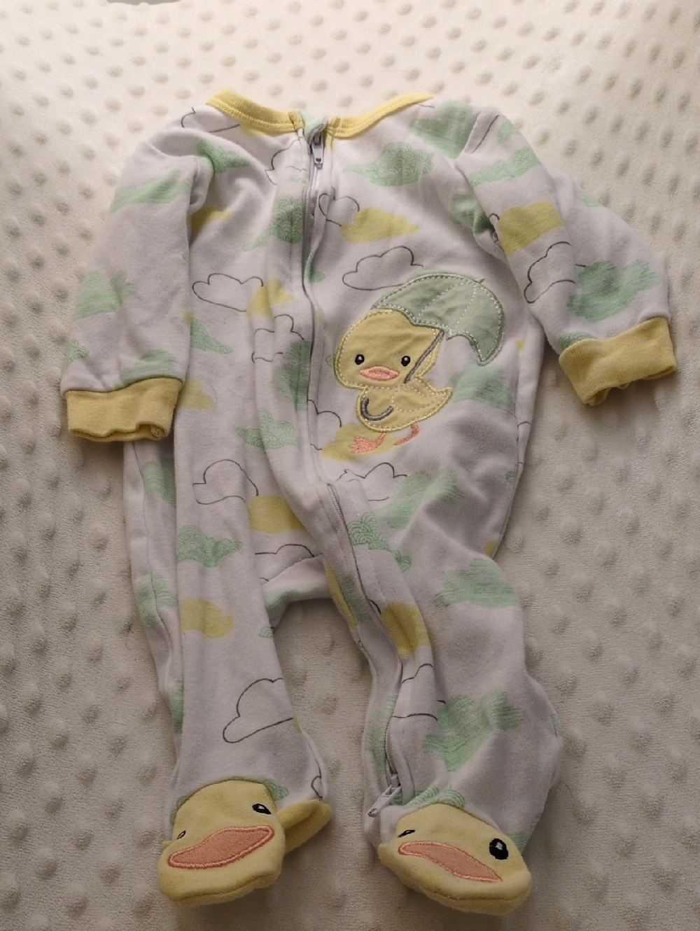 Koala Kids Yellow & Mint Duckling Footed One-Piece, 3-6m